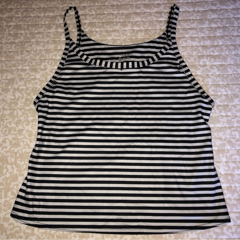 JoyLab Black/white Striped Workout Top with Mesh Back Detail Size Medium